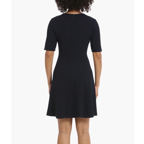 Maggie London Elbow-Length Sleeve Fit & Flare Dress in Navy Size 10 - Picture 3 of 4